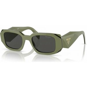 Солнцезащитные очки Prada, прямоугольные, оправа: пластик, с защитой от УФ, для женщин, зеленый