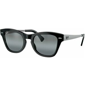 Солнцезащитные очки Ray-Ban, прямоугольные, оправа: пластик, с защитой от УФ, зеркальные, черный