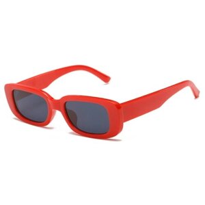 Солнцезащитные очки S00004, прямоугольные, оправа: пластик, с защитой от УФ, поляризационные, зеркальные, красный
