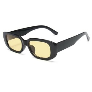 Солнцезащитные очки S00015, прямоугольные, оправа: пластик, с защитой от УФ, поляризационные, зеркальные, желтый