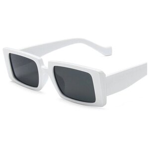 Солнцезащитные очки S00042, прямоугольные, оправа: пластик, с защитой от УФ, поляризационные, зеркальные, белый