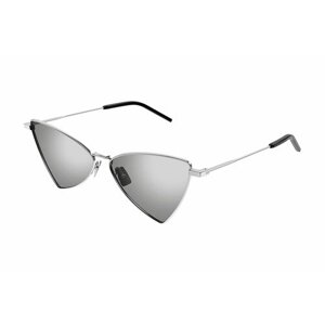 Солнцезащитные очки Saint Laurent, кошачий глаз, оправа: металл, зеркальные, серебряный