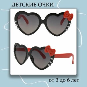 Солнцезащитные очки , сердце, оправа: пластик, для девочек, черный