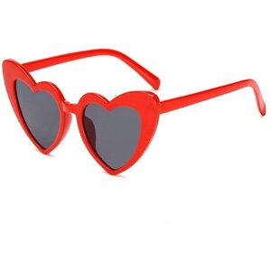 Солнцезащитные очки , сердце, оправа: пластик, с защитой от УФ, для женщин, красный