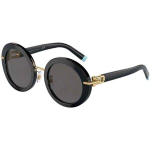 Солнцезащитные очки Tiffany, круглые, оправа: пластик, для женщин, черный