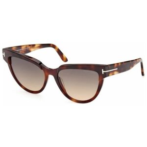 Солнцезащитные очки Tom Ford, кошачий глаз, оправа: пластик, с защитой от УФ, для женщин, коричневый