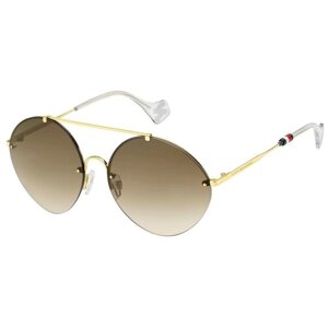 Солнцезащитные очки TOMMY HILFIGER, оправа: металл, для женщин, золотой