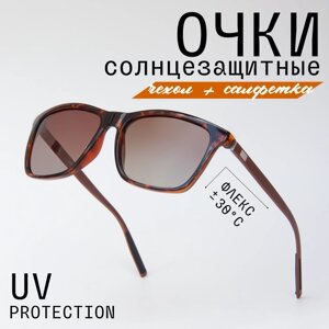 Солнцезащитные очки , вайфареры, оправа: пластик, с защитой от УФ, поляризационные, коричневый