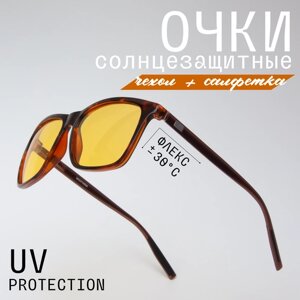 Солнцезащитные очки , вайфареры, оправа: пластик, с защитой от УФ, поляризационные, желтый