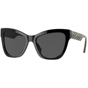 Солнцезащитные очки Versace, кошачий глаз, оправа: пластик, для женщин, черный