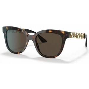Солнцезащитные очки Versace, кошачий глаз, оправа: пластик, с защитой от УФ, для женщин, коричневый