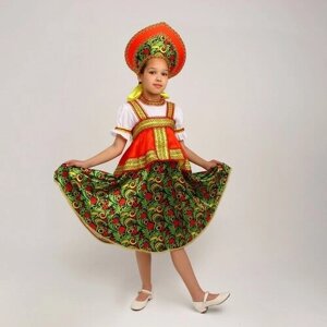 Страна Карнавалия Русский костюм для девочки «Рябинушка с отлетной кокеткой», р. 32, рост 122-128 см