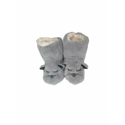 Тапочки ЛИАНА Домашние тапочки кигуруми плюшевые, размер 10-12 лет, серый