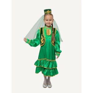 Татарский национальный костюм для девочки, цвет зеленый, 128 размер