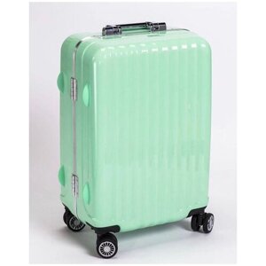 Умный чемодан Ambassador, поликарбонат, рифленая поверхность, водонепроницаемый, 32 л, размер XS, зеленый