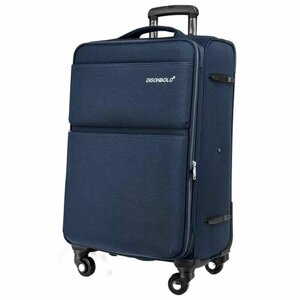 Умный чемодан , пластик, текстиль, алюминий, водонепроницаемый, ребра жесткости, 80 л, размер M, синий