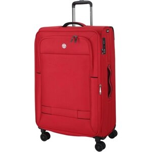 Умный чемодан Torber T1901L-Red, нейлон, водонепроницаемый, увеличение объема, адресная бирка, 85 л, размер L, красный