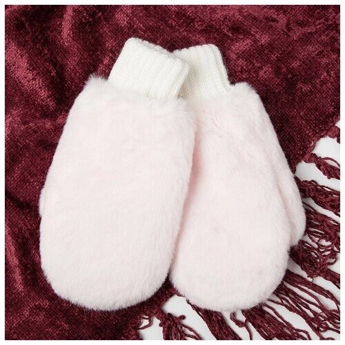 Варежки для девочки двойные снежань, розовый/микс, размер 14