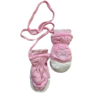 Варежки TuTu для девочек демисезонные, размер 14(2-3 года), белый, розовый