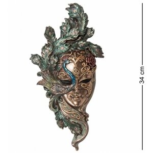 Венецианская маска Veronese "Павлин"цвет бронзовый с зелёным) WS-309