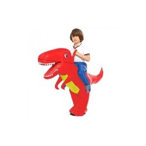 Воздушный надувной костюм для детей красный динозавр, детский пневмокостюм. Размер S. На рост 120-140 см.