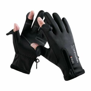 Зимние ветрозащитные спортивные перчатки, для сенсорного экрана, черные - M