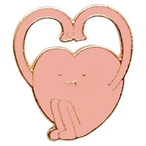 Значок металлический Сердце (Клипса, Бижутерный сплав, Розовый) 53205