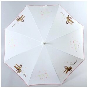 Зонт ArtRain, полуавтомат, 2 сложения, купол 104 см., 8 спиц, для женщин, белый