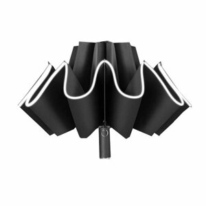 Зонт автомат, 2 сложения, купол 103 см., обратное сложение, черный