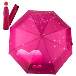 Зонт Для Любимых складной Эврика, зонт женский, розовый с сердцем, 8 спиц, диаметр купола 100 см подарок любимой женщине 14 февраля, девушке, дочке, жене 8 марта