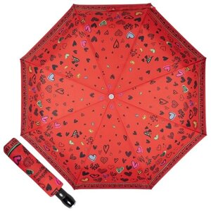 Зонт MOSCHINO, автомат, 2 сложения, купол 96 см., 8 спиц, система «антиветер», для женщин, красный