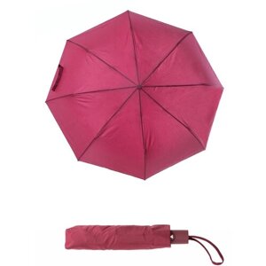 Зонт полуавтомат, 3 сложения, купол 100 см., 8 спиц, бордовый, красный