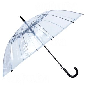 Зонт Прозрачный 14 спиц Белая кайма Эврика, зонт трость женский, мужской, диаметр купола 100 см