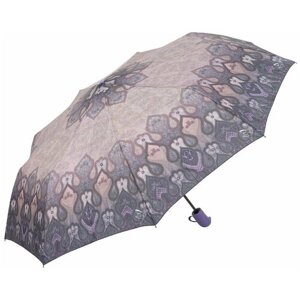 Зонт Rain Lucky, полуавтомат, 3 сложения, купол 92 см., 9 спиц, для женщин, розовый
