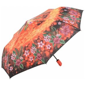 Зонт Rain Lucky, полуавтомат, 3 сложения, купол 94 см., 8 спиц, для женщин, оранжевый