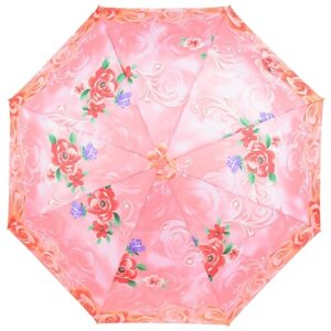 Зонт Rain Lucky, полуавтомат, 3 сложения, купол 98 см., 8 спиц, для женщин, розовый