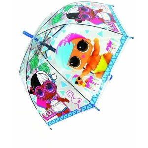 Зонт-трость Diniya, полуавтомат, купол 80 см., прозрачный, синий