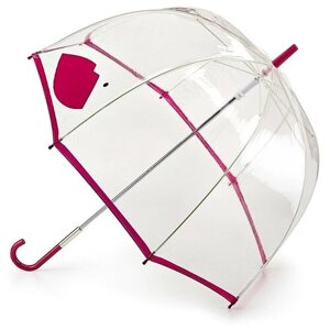 Зонт-трость FULTON, механика, купол 84 см., 8 спиц, прозрачный, для женщин, красный, мультиколор