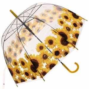 Зонт-трость полуавтомат, для женщин, желтый