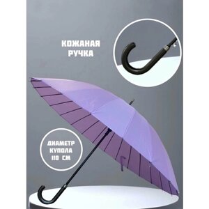 Зонт-трость полуавтомат, купол 110 см., 24 спиц, система «антиветер», чехол в комплекте, для женщин, фиолетовый