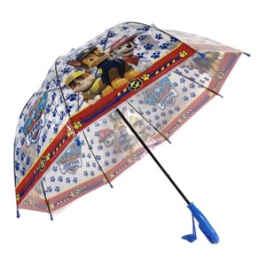 Зонт - трость прозрачный/ Детский зонтик от дождя GALAXY, полуавтомат, складной, арт. С-514, "Щенячий патруль", синий