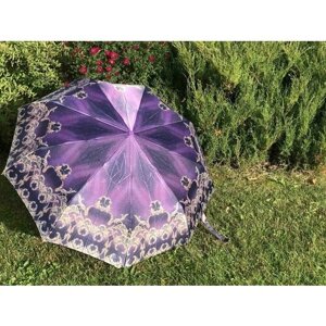 Зонт женский автомат цветочные орнаменты (Фиолетовый)
