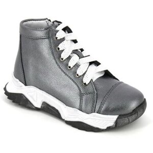 Ботинки Тотто, демисезонные, натуральная кожа, на молнии, анатомическая стелька, размер 27, серебряный, серый