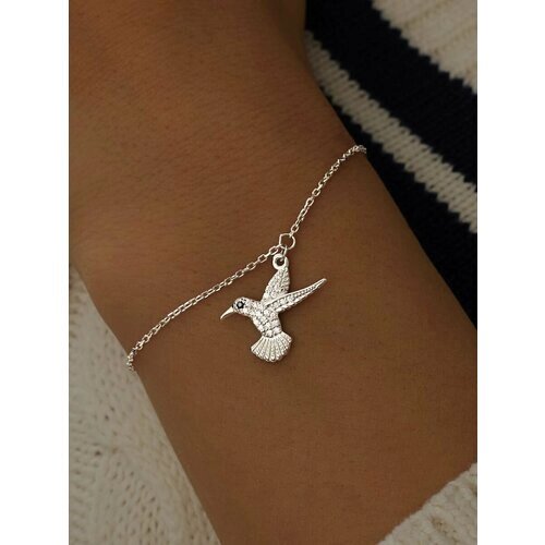 Браслет-цепочка MIESTILO браслет женский на руку серебряный птичка колибри ювелирный, серебро, 925 проба, родирование, фианит