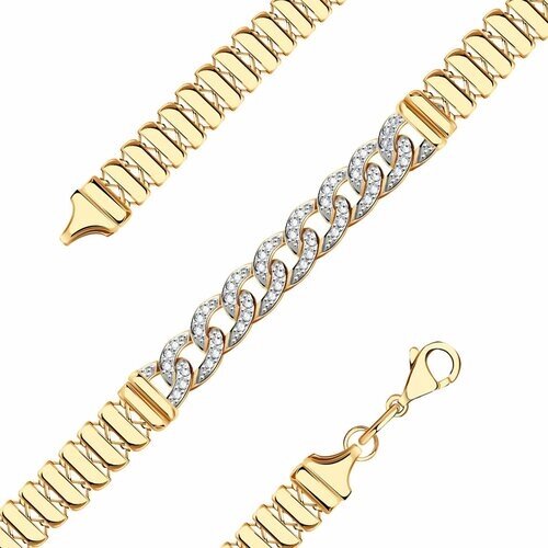 Браслет Diamant online, золото, 585 проба, фианит, длина 19 см.