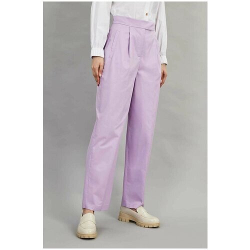 Брюки Baon, демисезон/лето, свободный силуэт, повседневный стиль, карманы, размер 46, фиолетовый