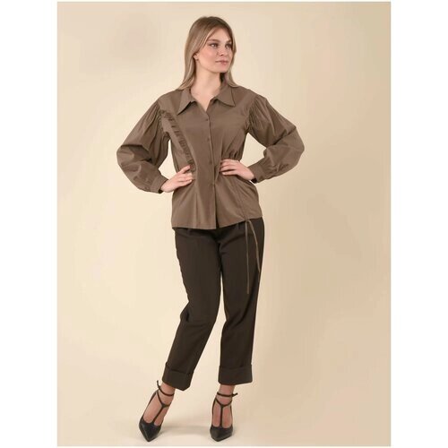 Брюки Cascatto, полуприлегающий силуэт, классический стиль, пояс/ремень, карманы, размер S (40-42), коричневый