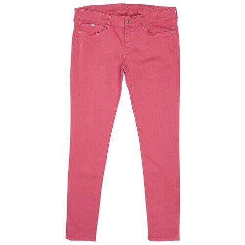 Брюки дудочки Pepe Jeans, полуприлегающий силуэт, повседневный стиль, карманы, размер 32, розовый