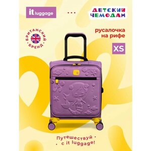 Чемодан-каталка IT Luggage, ручная кладь, 33х45х20 см, 2 кг, фиолетовый, желтый