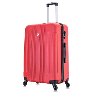 Чемодан L'case, ABS-пластик, рифленая поверхность, опорные ножки на боковой стенке, водонепроницаемый, 104 л, размер L, красный
